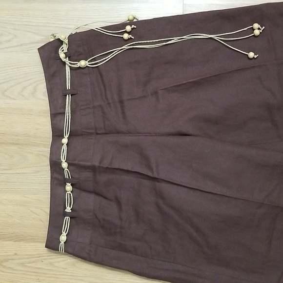 Leslie Fay Linen Crop Pants Wide Leg Belt Summer Womens 14 - Picture 2 of 8